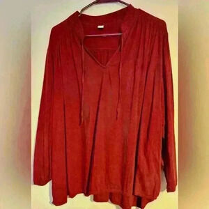 Old Navy women’s v neck tie blouse xxl burgundy EUC